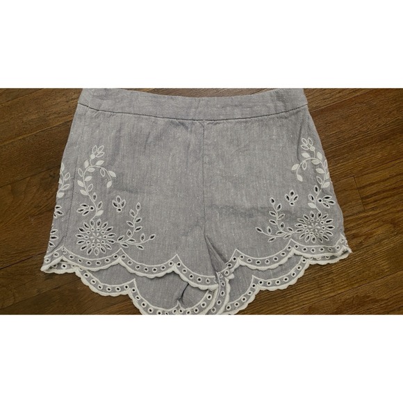 Free People Pants - Free People Linen Blend Shorts Womens Size 2 Embroidery Coastal Resort Wear
